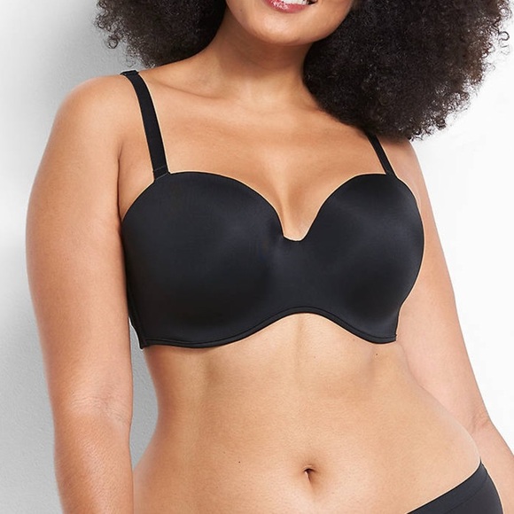 Cacique Black Smooth Boost Strapless Multi-Way Convertible Bra 42D New - Picture 8 of 11